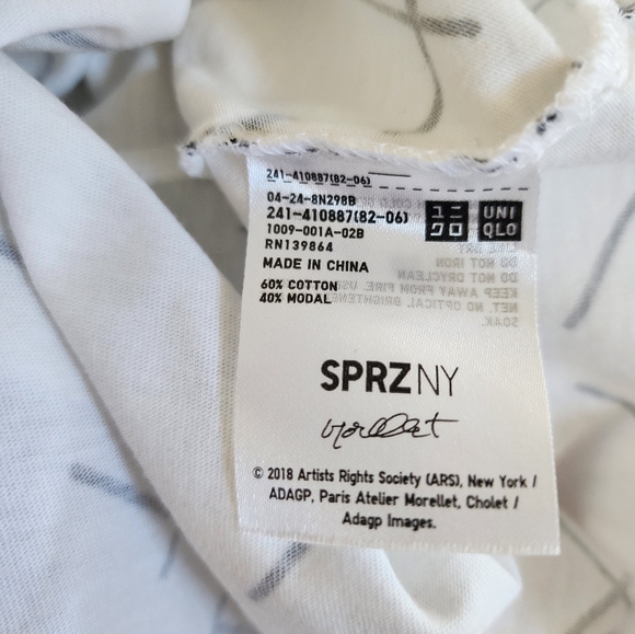 Uniqlo SPRZ NY François Morellet Graphic Tee in White and Black Size XS - Picture 5 of 5